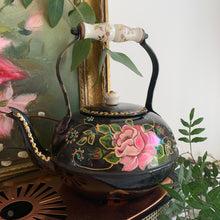 Load image into Gallery viewer, Vintage hand painted large metal tea pot