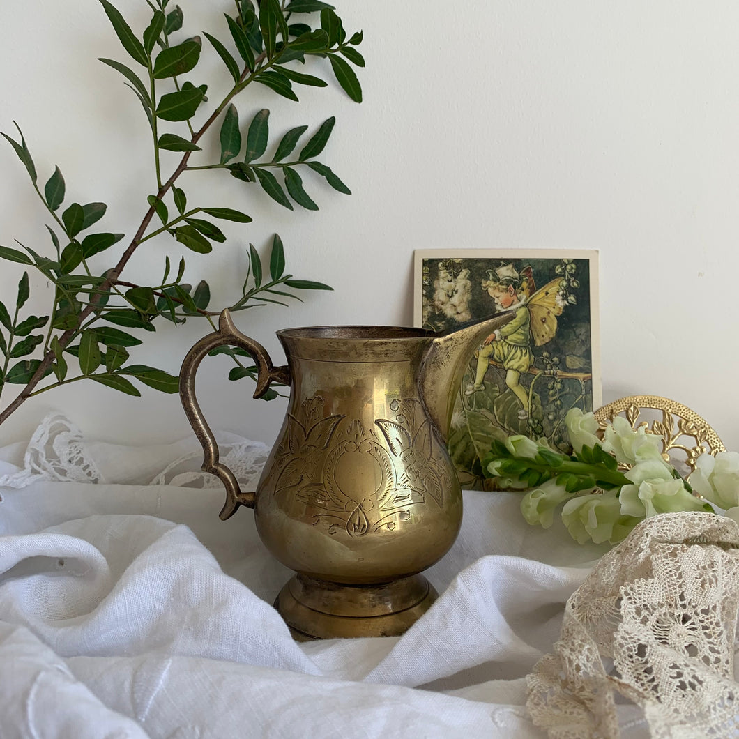 Vintage brass etched jug