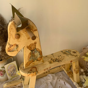 Vintage decoupage handmade rocking horse
